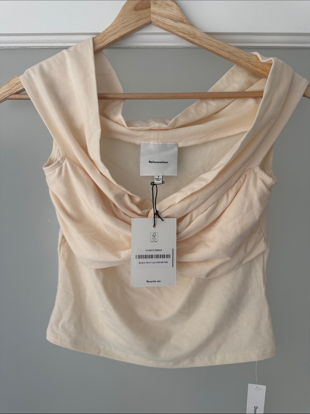 Reformation Soft Cream Draped Cowl Camisole